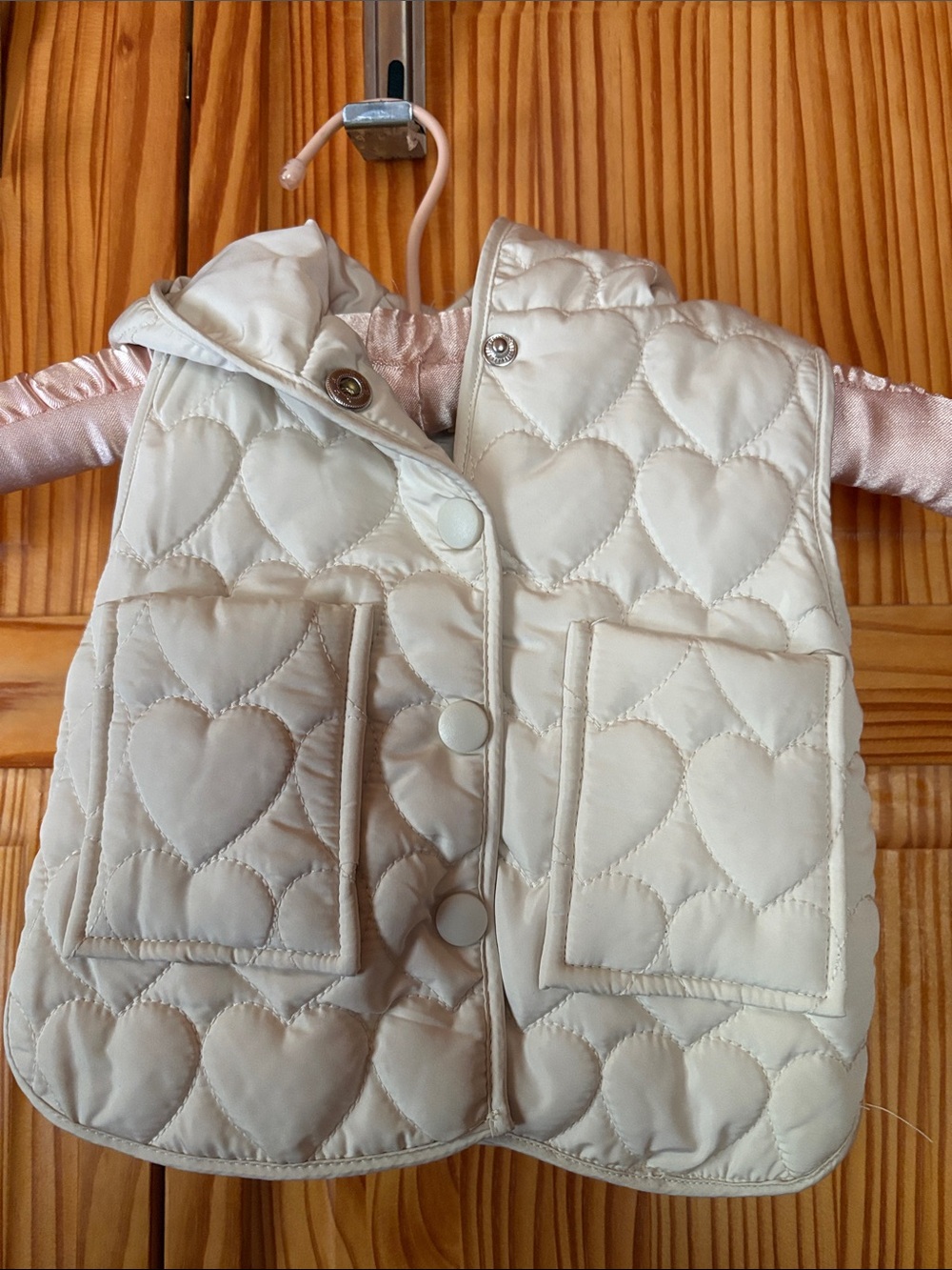 Baby 12/18 months Quilted Heart Puffer Vest in Cream NWT